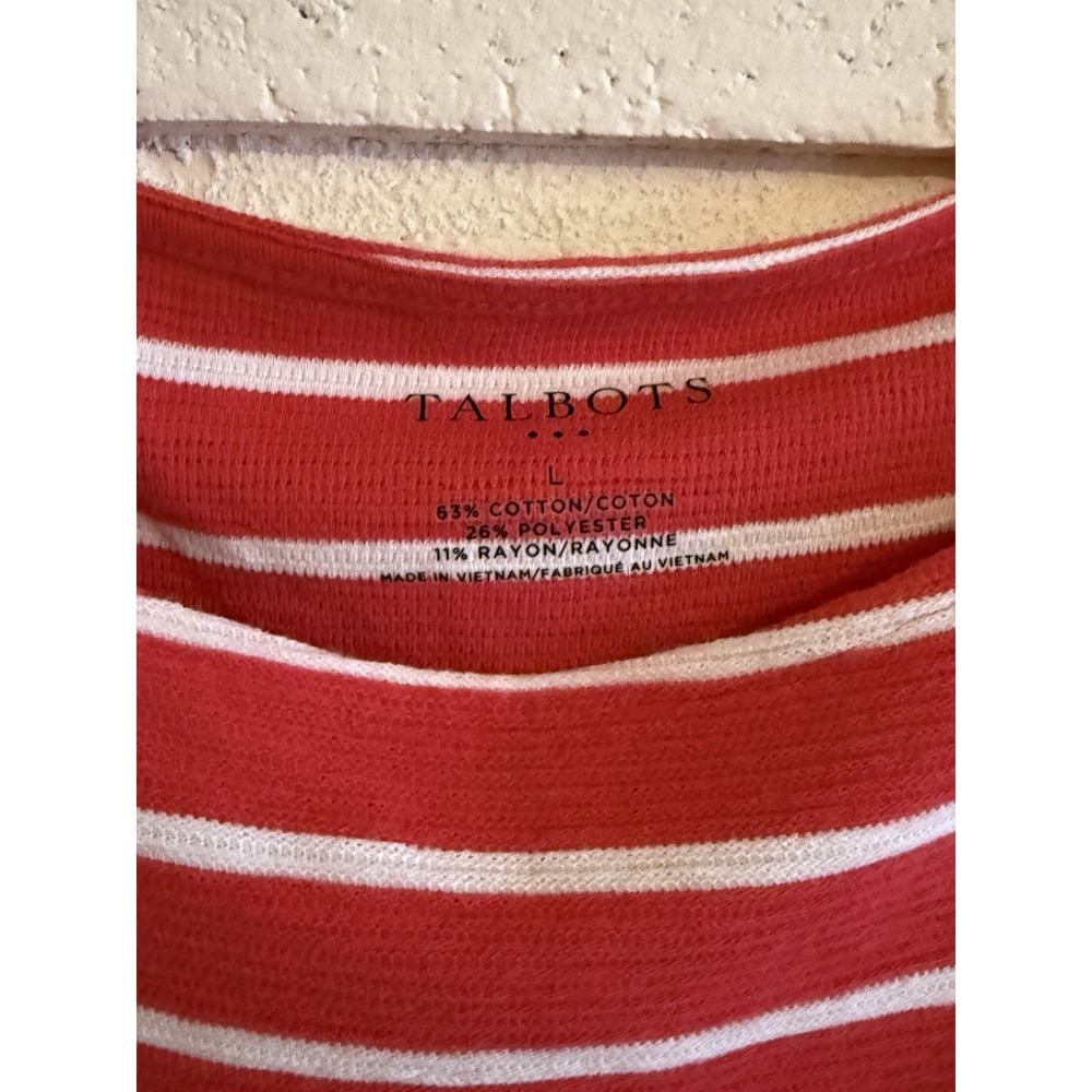 Talbots Red and White Striped Blouse - Picture 3 of 5